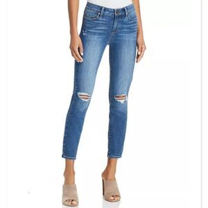 PAIGE Women's Stretch Verdugo Crop Jeans Preslee Destructed Wash Size 28 EUC